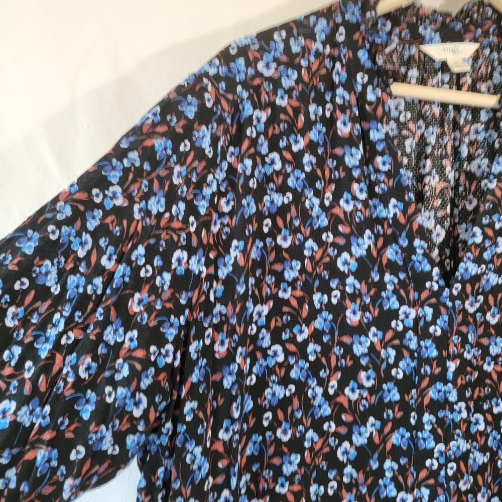 Terra Sky Women's Plus Size Peasant Dress 2X Blue Floral Long Sleeve Pocket Fall - Picture 7 of 13